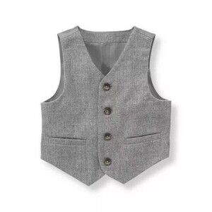 Janie and Jack Gray Herringbone Wool Vest 4